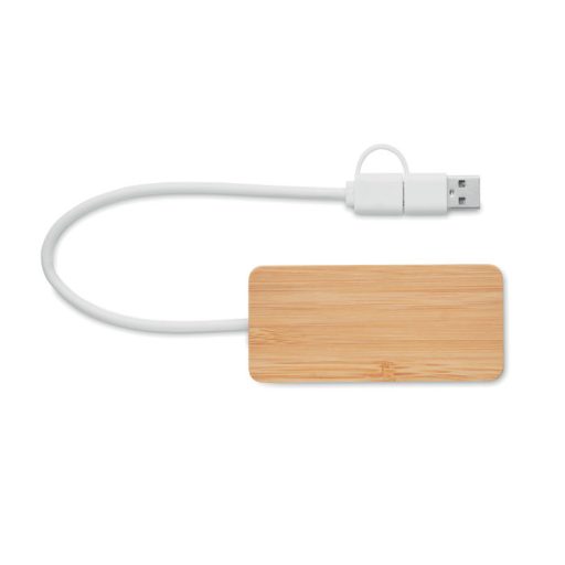 Bambusz 3 portos USB hub