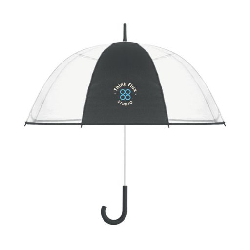 ⌀102cm/23″ átlátszó esernyő, hajlított markolat.
