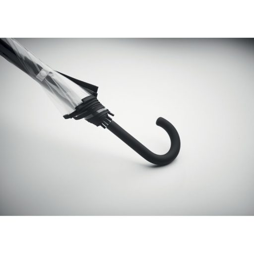 ⌀102cm/23″ átlátszó esernyő, hajlított markolat.