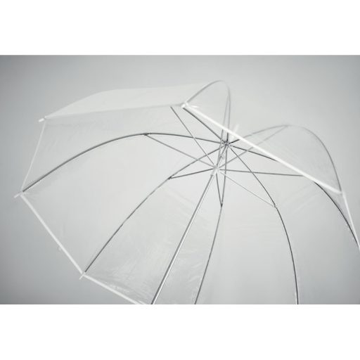 ⌀102cm/23″ átlátszó esernyő, hajlított markolat.