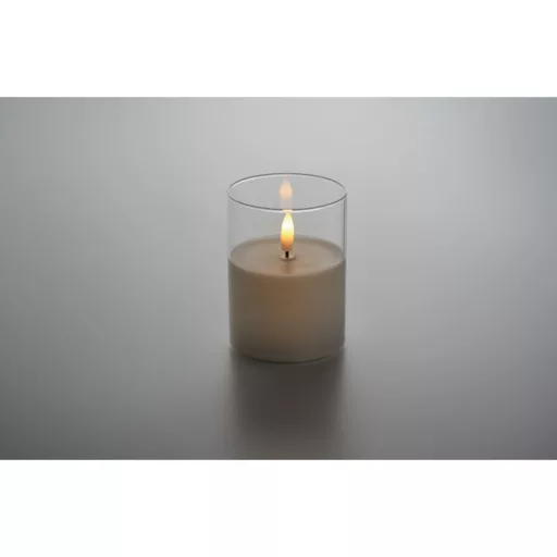 LED viaszgyertya üveg tartóban