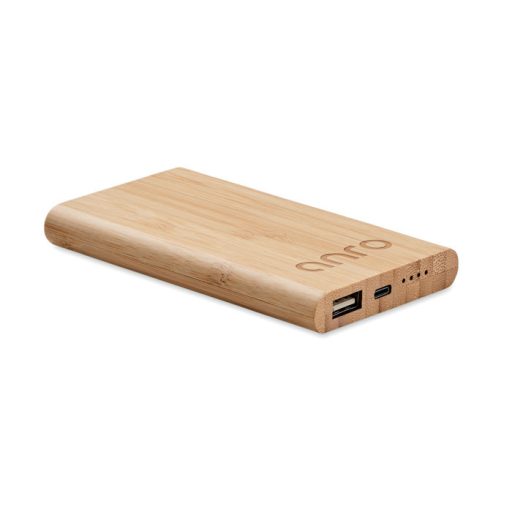4000 mAh bambusz powerbank