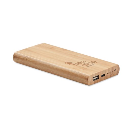 6000 mAh bambusz powerbank