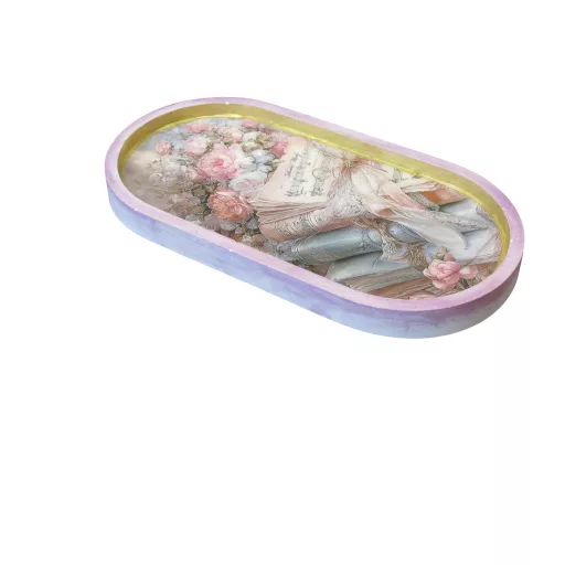 Könyv mintás ékszertartó tálca