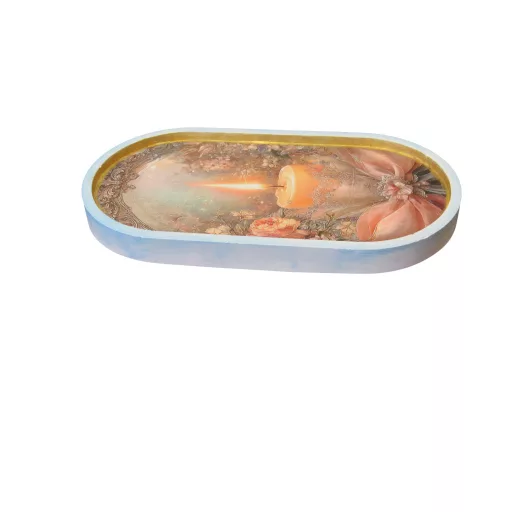 Gyertya mintás ékszertartó tálca