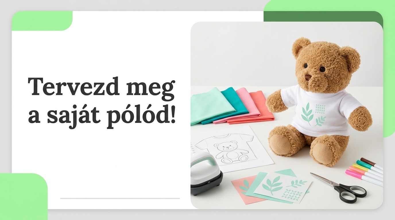 Plüss maci apró mintás egyedi pólóban