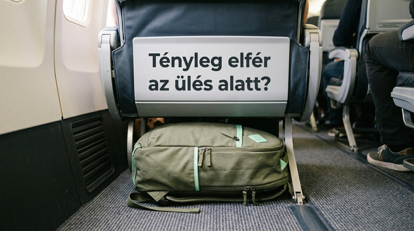 Kompakt hátizsák egy repülőülés alatti helyen