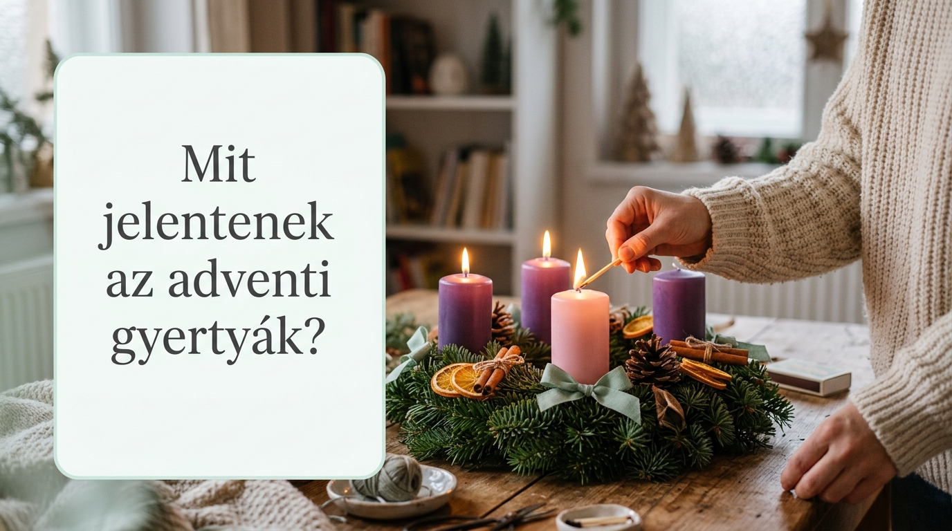 A harmadik, rózsaszín adventi gyertya meggyújtása egy gyufával