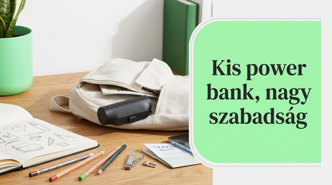 Vékony 5000 mAh-s power bank táska zsebében