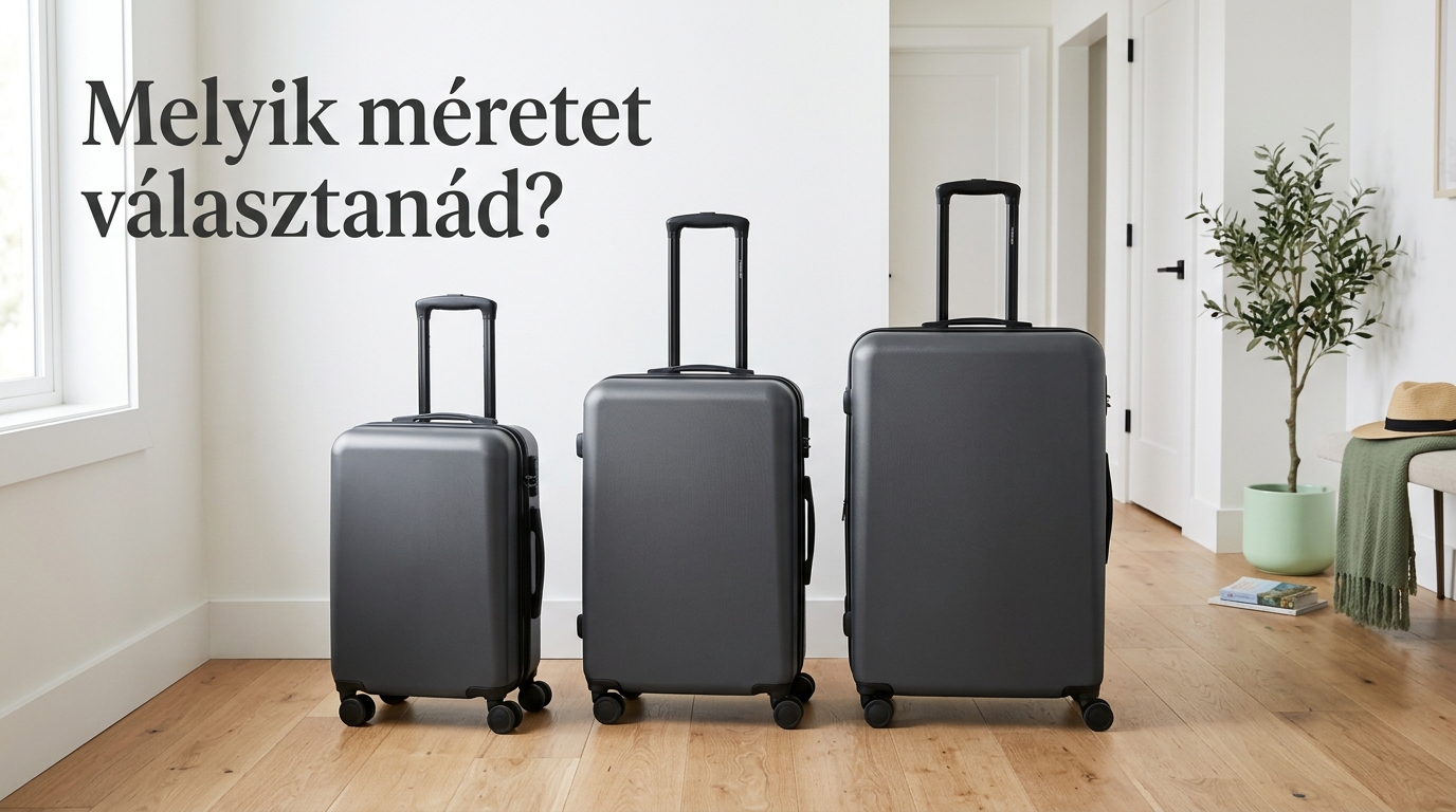 Kabinméretű, közepes és nagy bőrönd egymás mellett