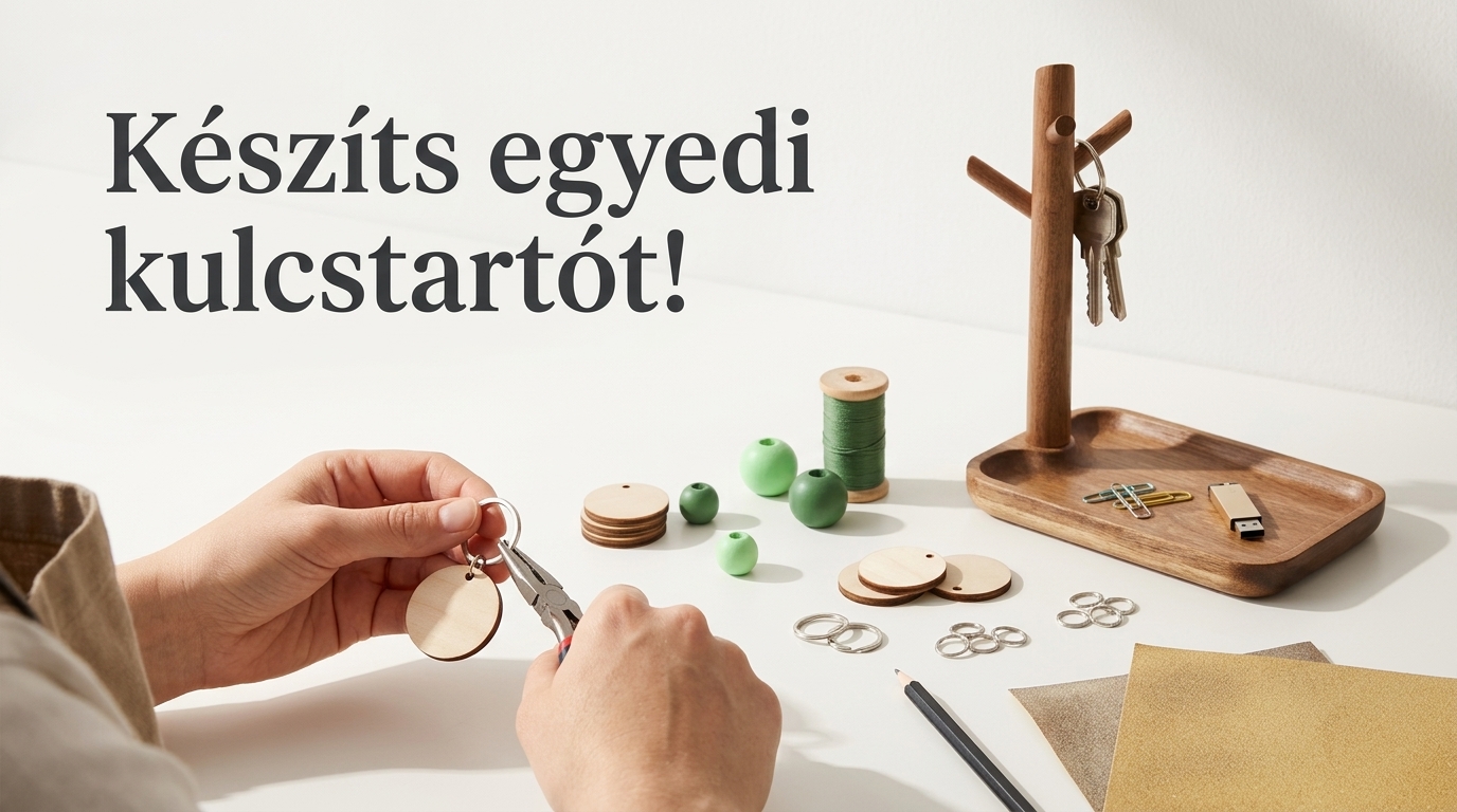 Fém szerelőkarika rögzítése egy fa kulcstartó alaphoz fogó segítségével