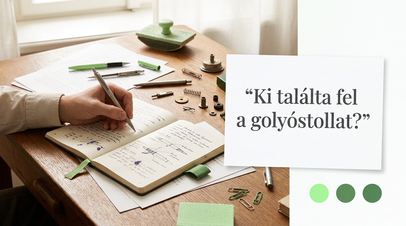 1930-as évekbeli újságírói íróasztal vázlatokkal és tollakkal